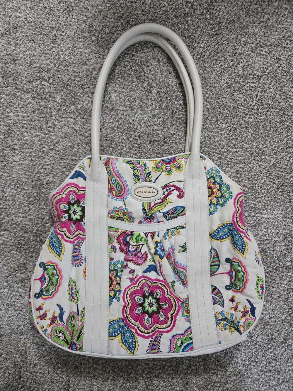 Vera Bradley White Multi Floral Quilted Tote Bag